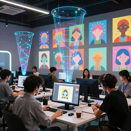 Futuristic AI Art Collaboration Hub