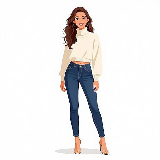 Smiling Woman in Casual Chic Outfit