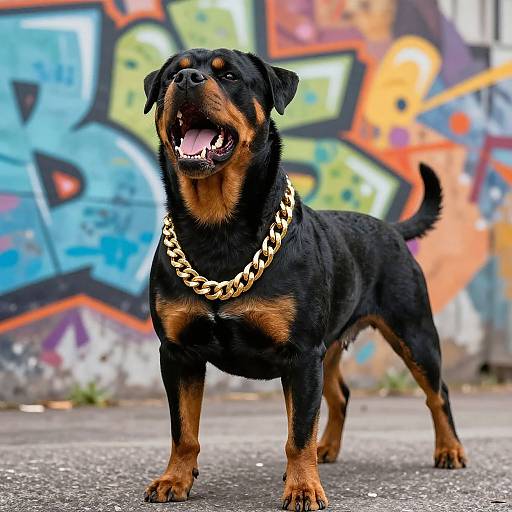 Aggressive Rottweiler with Gold Chain