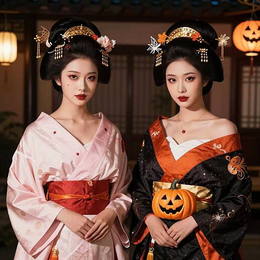 Hyper-Realistic Halloween Geisha Portrait