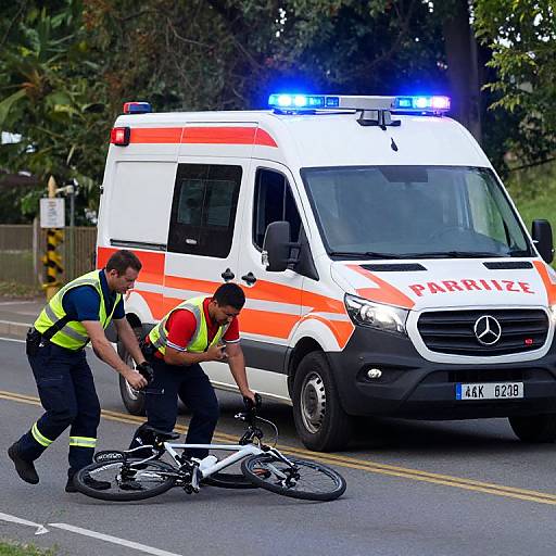 Emergency Ambulance Responding to Cyclist