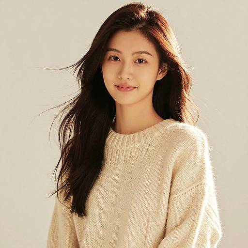 Young Woman in Cozy Knit Sweater