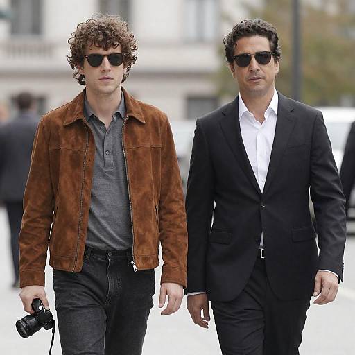 Two Men Walking in Urban Street
