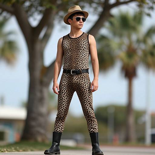 Funky Leopard Print Male Pimp Outdoors