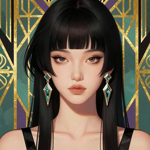 Art Deco Portrait with Statement Earring