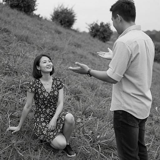 Outdoor Smiles: A Grassy Hill Moment