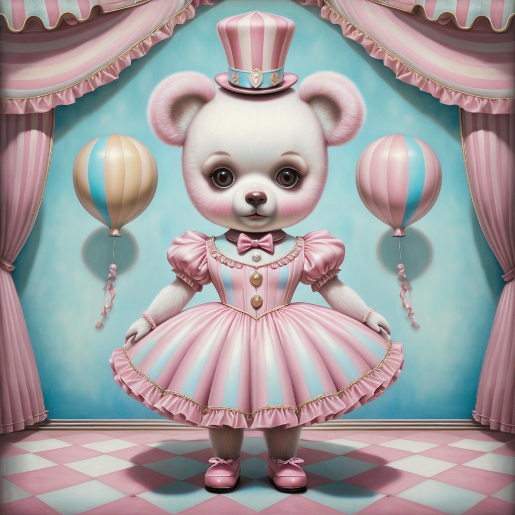 Vintage Circus Teddy Bear in Pop Surrealism