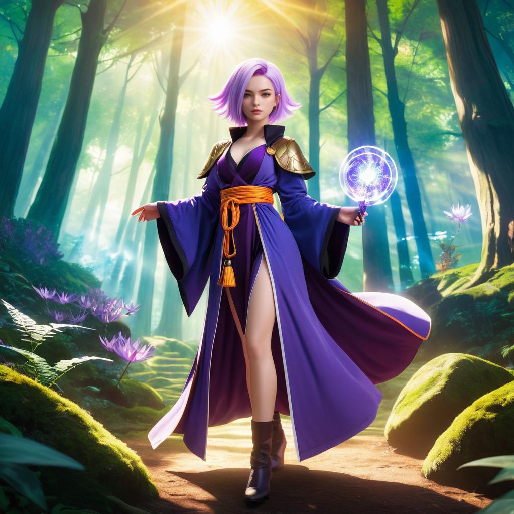 Anime Android 18 in Enchanted Forest