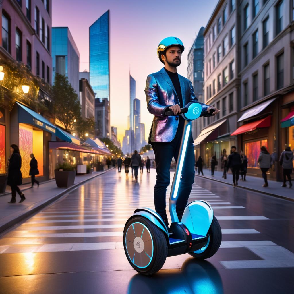 Whimsical Artist Testing Solar Segway