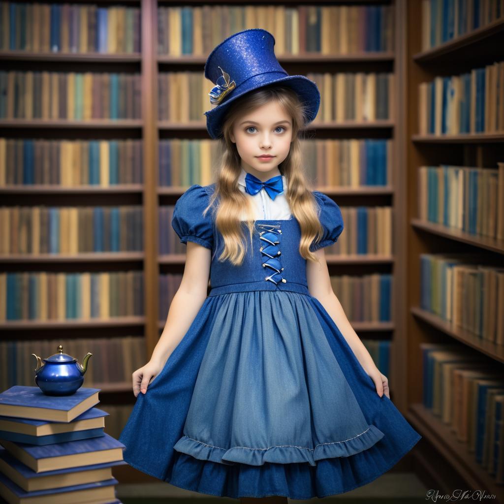 Impressionistic Alice in Vintage Library