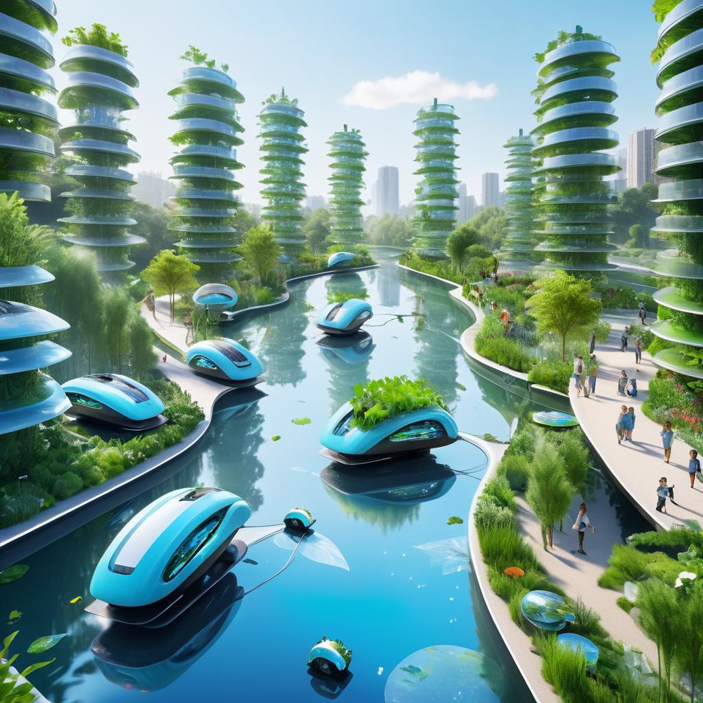 Futuristic Water Robots in Eco-City