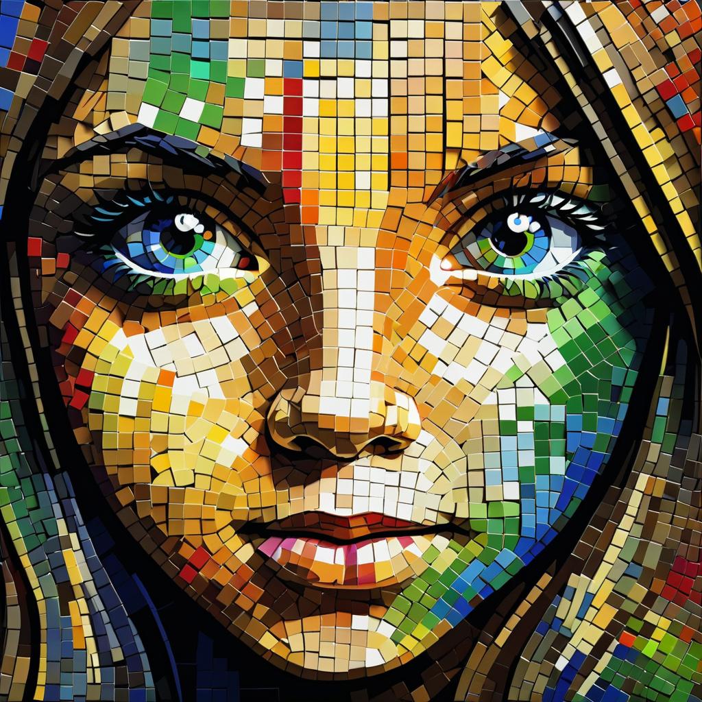 Vibrant Mosaic Portrait of a Child