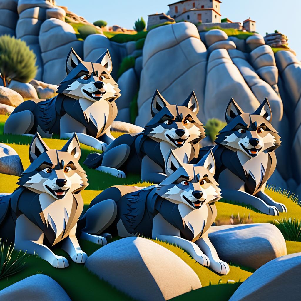 3D Animated Italian Wolves in Nature