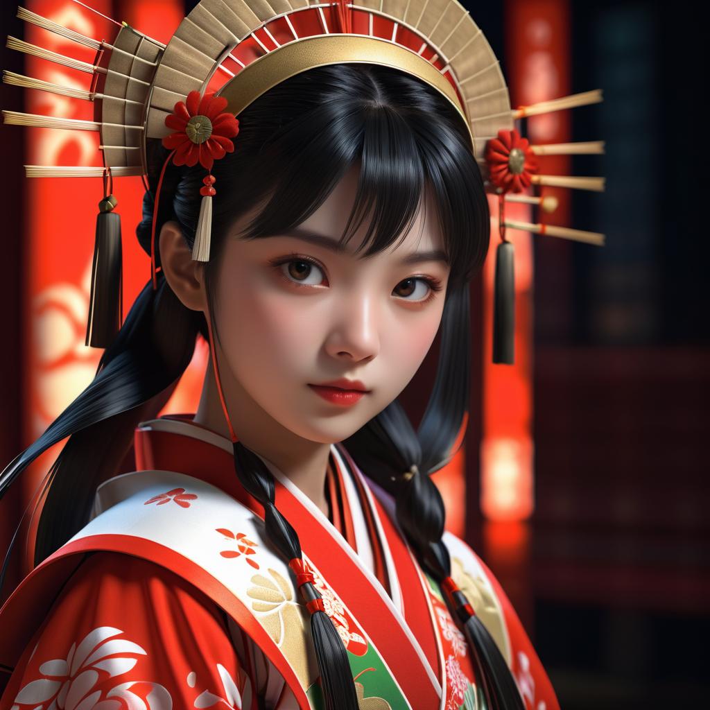 Photorealistic Shrine Maiden Character Design