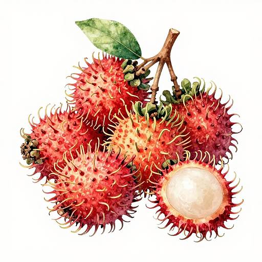Lyocell Rambutan Watercolor Clipart