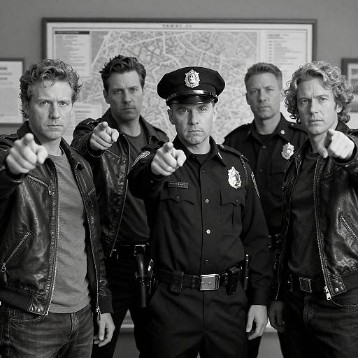 Grayscale Squad Pointing at Maps