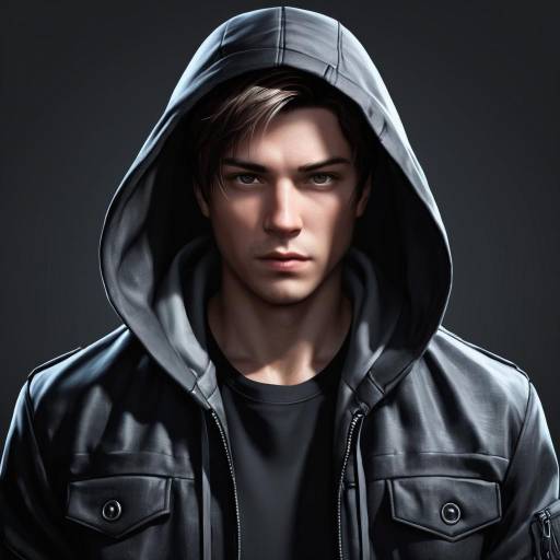 Realistic Portrait of a Hooded Boy
