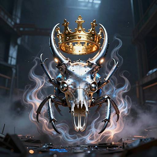 Ethereal Chrome Stag Beetle Skull