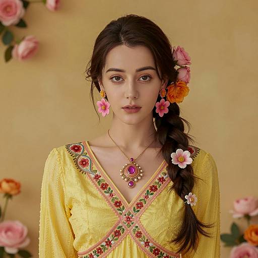 Vibrant Portrait of a Floral Elegance