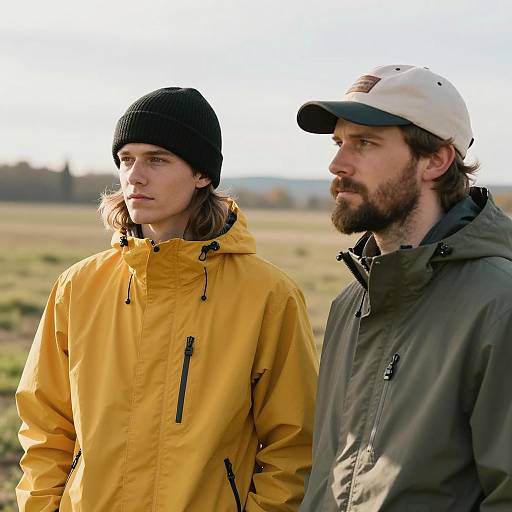 Two Men Enjoying a Sunlit Field