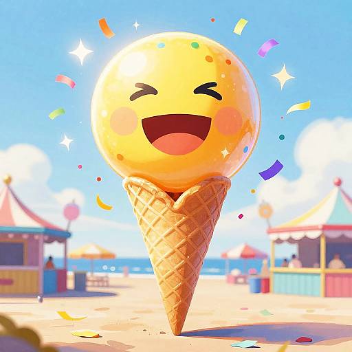 Joyful Ice Cream Emoji Balloon