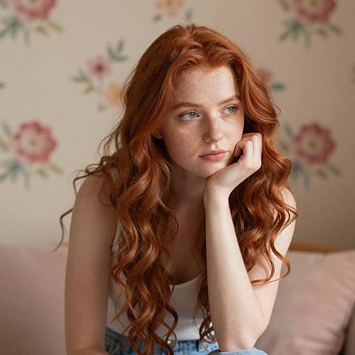 Thoughtful Young Woman in Cozy Ambiance