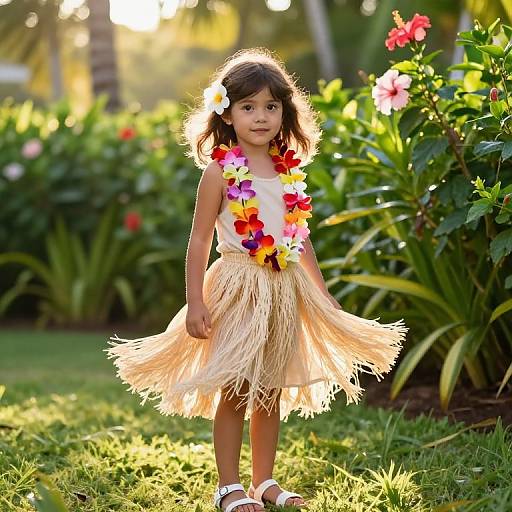 Young Girl in Tropical Garden