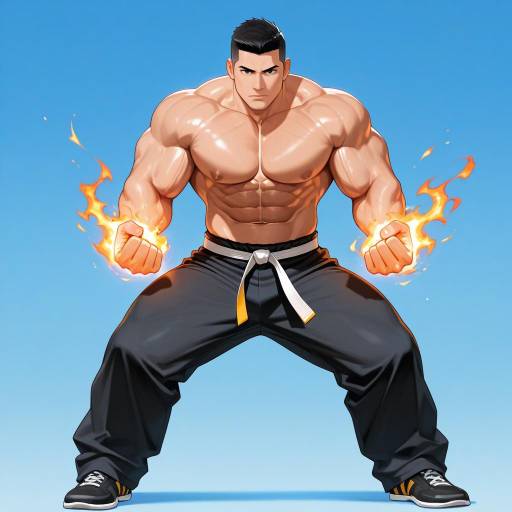 Muscular Gentleman in Martial Arts Pose Muscular Gentleman in Martial Arts Pose