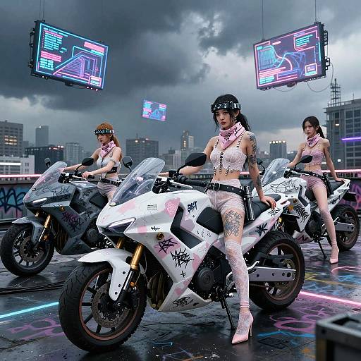 Cyberpunk Motorbike Gang Fashion Shoot
