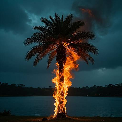Spider-Man Amid Fiery Palm Tree