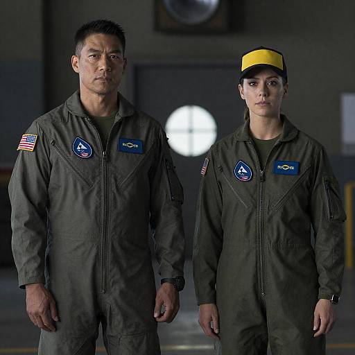 Dimly Lit Military Flight Suit Portrait