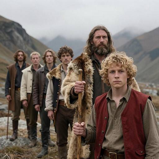 Group of Adventurous Men in Mountains