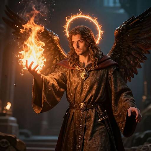 Winged Medieval Priest Casting Spell