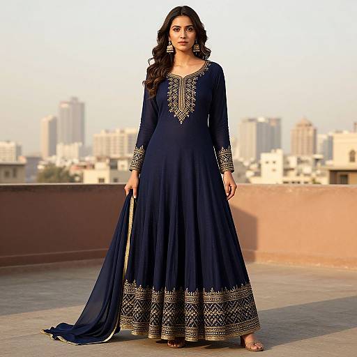 Regal Navy Blue Anarkali Suit