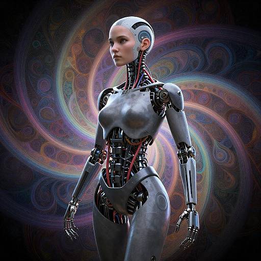 Biomechanical Mandala: Mechanical Girl Wallpaper