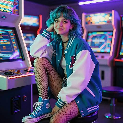 Teal Undercut in Neon Arcade