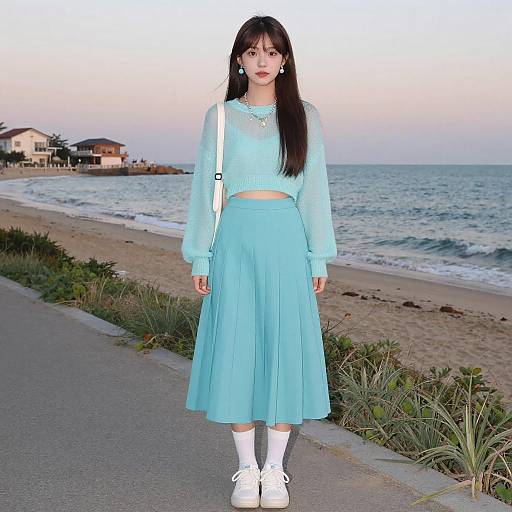 Kawaii Young Woman by the Beach