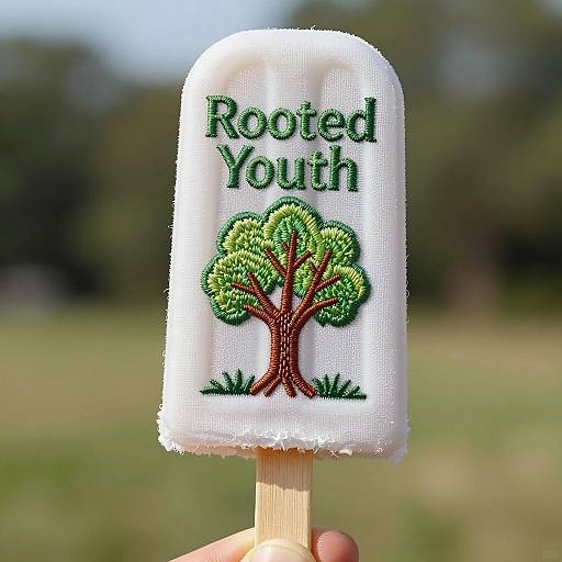 Embroidered Popsicle with Tree and Rooted Youth Text