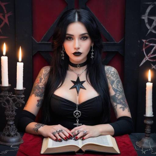 Gothic Girl with Jewelry and Tattoos