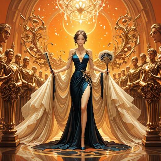 Graceful Figure in Dramatic Evening Gown