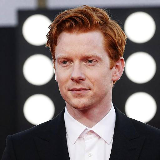 Pale Man in Black Suit with Lights