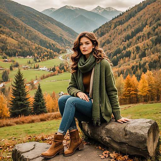Cozy Autumn Style with Mountain View