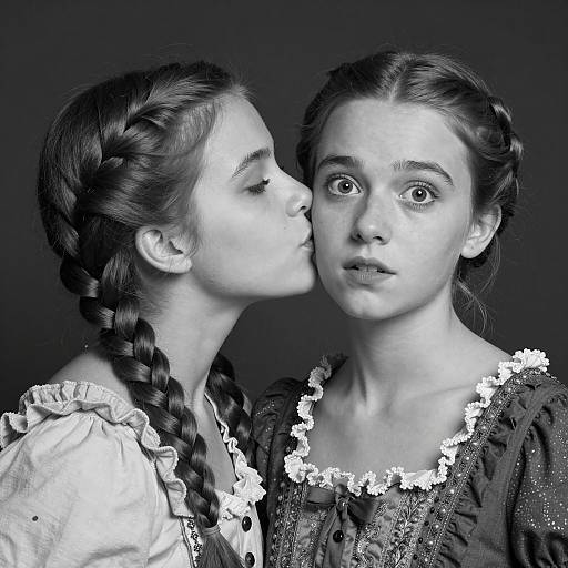 Intimate Black-and-White Portrait of Two Women