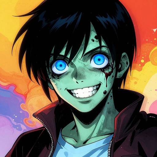 Zombie Gamer Portrait with Blue Eyes