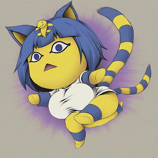 Illustration of Ankha (animal crossing), animal crossing in the style of Hidefu kitayan