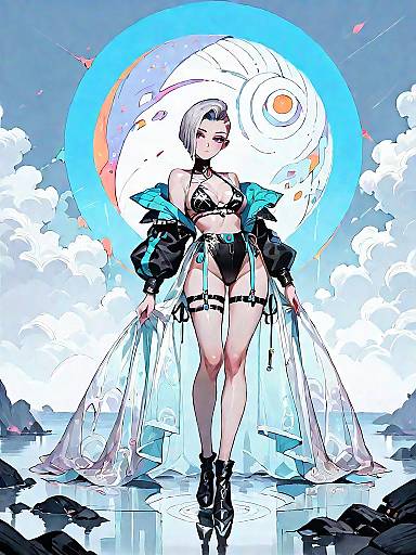 Dark Fantasy Female with Futuristic Monokini