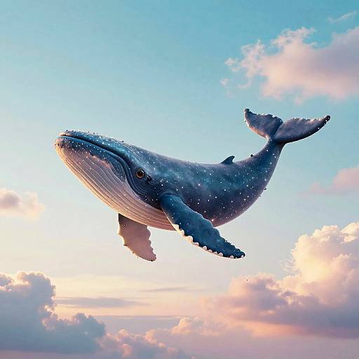 Surreal Dreamlike Floating Whale Collage