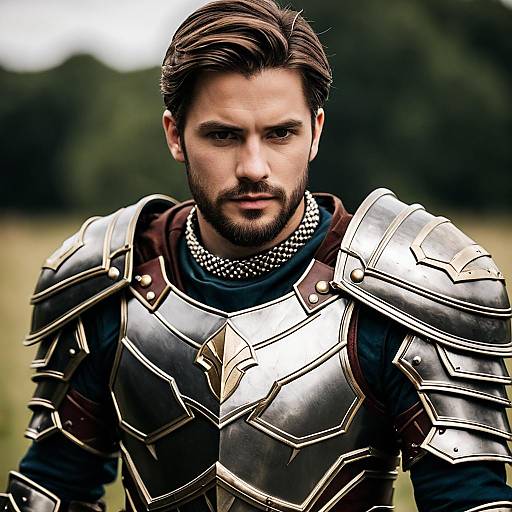 Male Warrior in Detailed Armor Outdoors