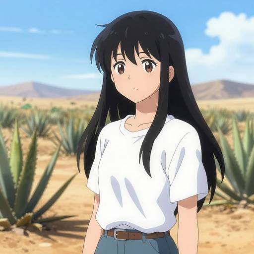 Grunge Anime Girl in Desert