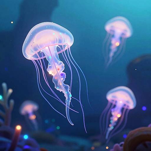 Glowing Ethereal Jellyfish in Cave